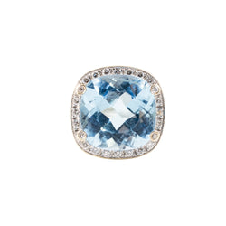 Bague POIRAY "Filles Antik" en or blanc, topaze bleue et diamants