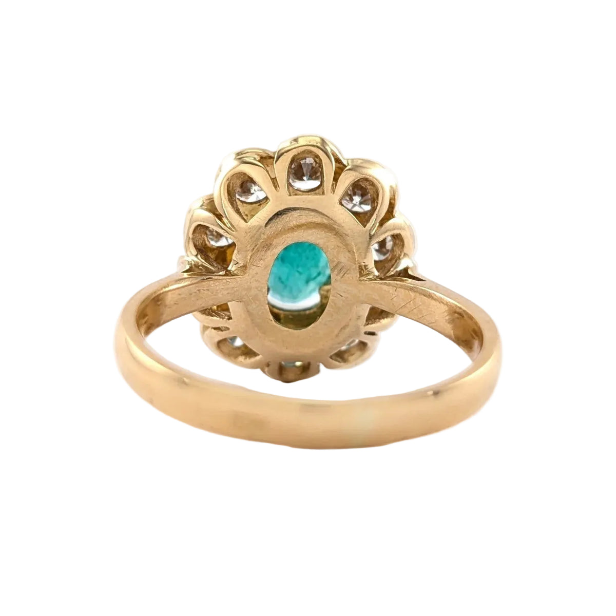 Bague Marguerite en or jaune, émeraude et diamants