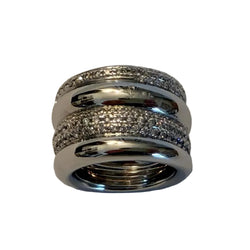 Bague Bandeau POMELLATO "Tubolare" en or blanc et diamants