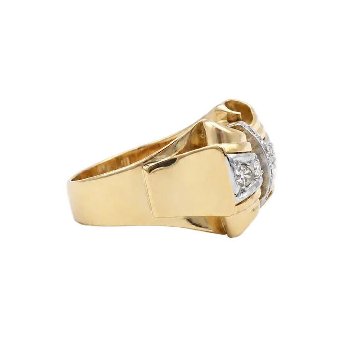 Bague Tank en or jaune et diamants