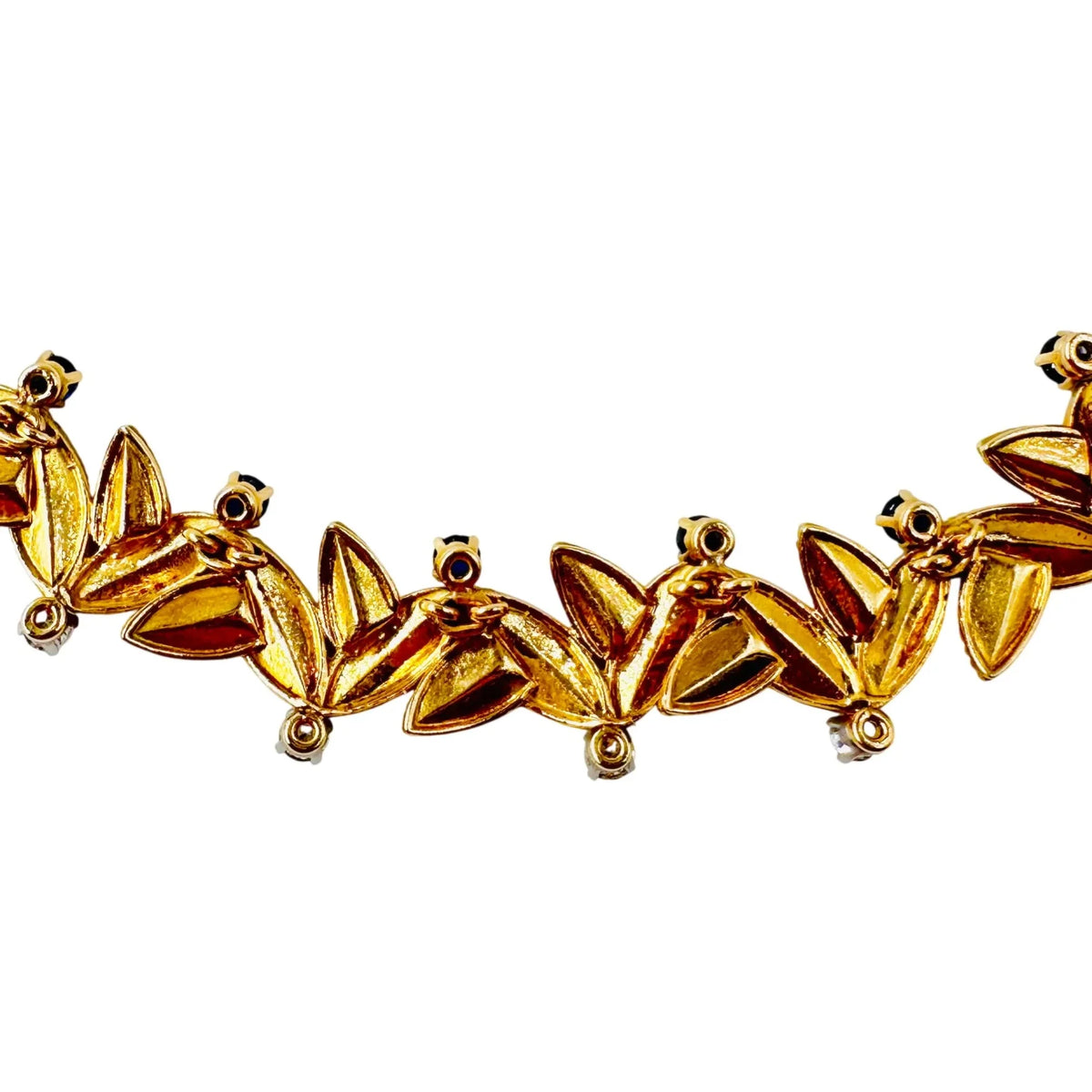 Collier Ras de Cou VAN CLEEF & ARPELS Feuilles en or jaune, saphirs et diamants