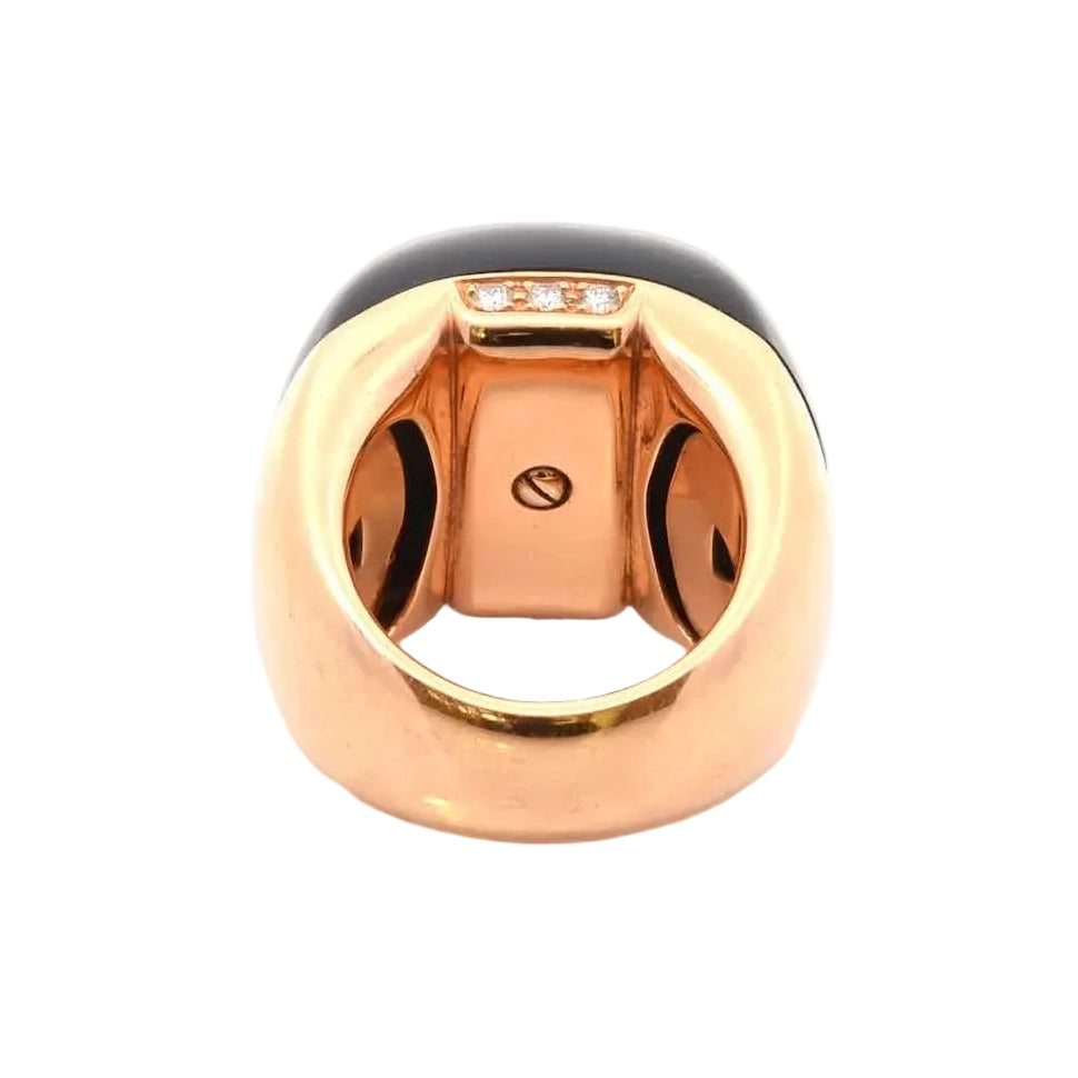 Bague Cocktail en or rose, ébène et diamants