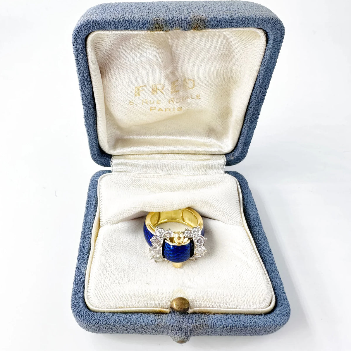 Bague FRED Ceinture en or jaune, or blanc, émail et diamants