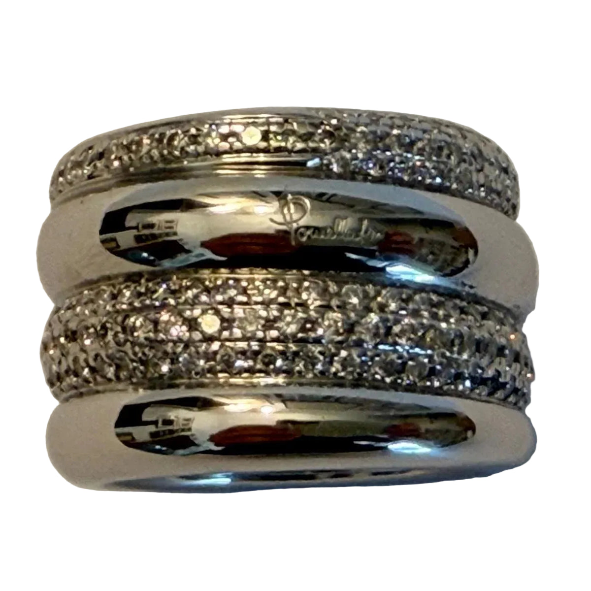 Bague Bandeau POMELLATO "Tubolare" en or blanc et diamants