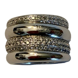 Bague Bandeau POMELLATO "Tubolare" en or blanc et diamants