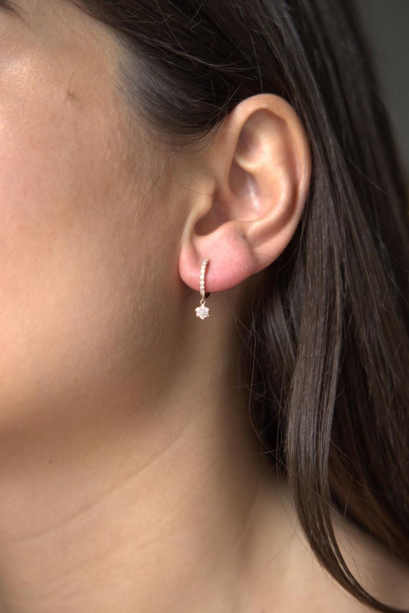 Ginette NY Boucles d'oreilles Créole Be Mine Solo Or rose Diamant - Castafiore