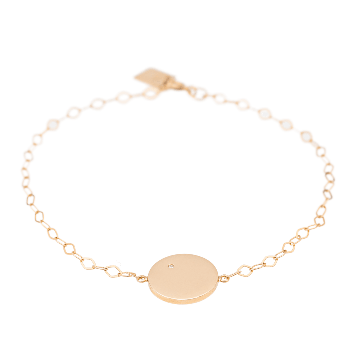 Ginette NY Bracelet Mini ever disc Or rose Diamant - Castafiore