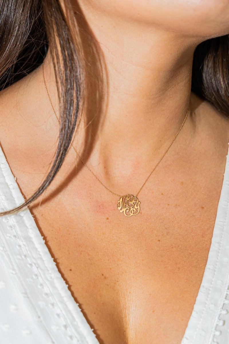 Ginette NY Collier Pendentif Baby Lace Monogram Or rose - Castafiore