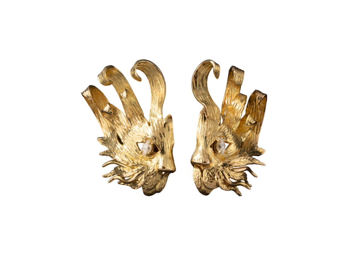 HERMÈS Paire de boucles d'oreilles "Mistigri" en or - Castafiore