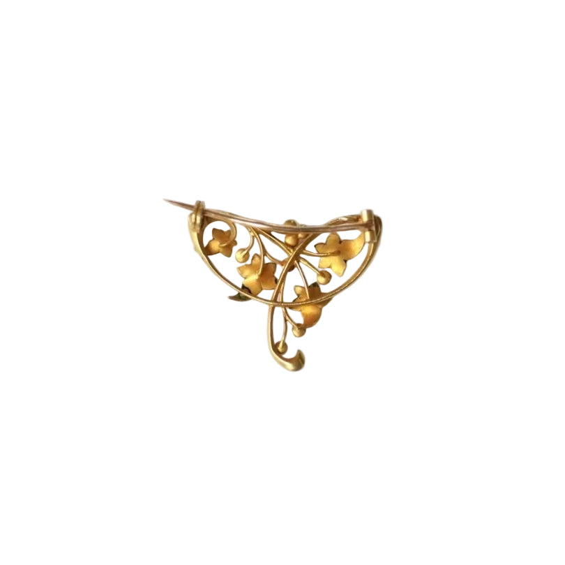 Hubert Martincourt Broche Art Nouveau Or Jaune et Perles - Castafiore