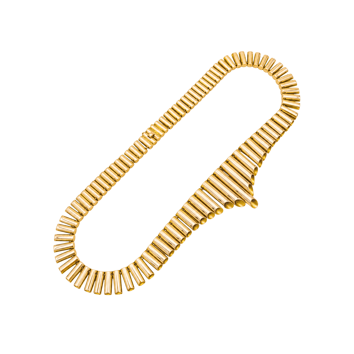 Collier maillons tubulaires en chute, or rose.