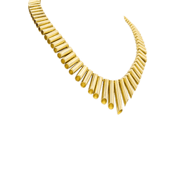 Collier maillons tubulaires en chute, or rose.
