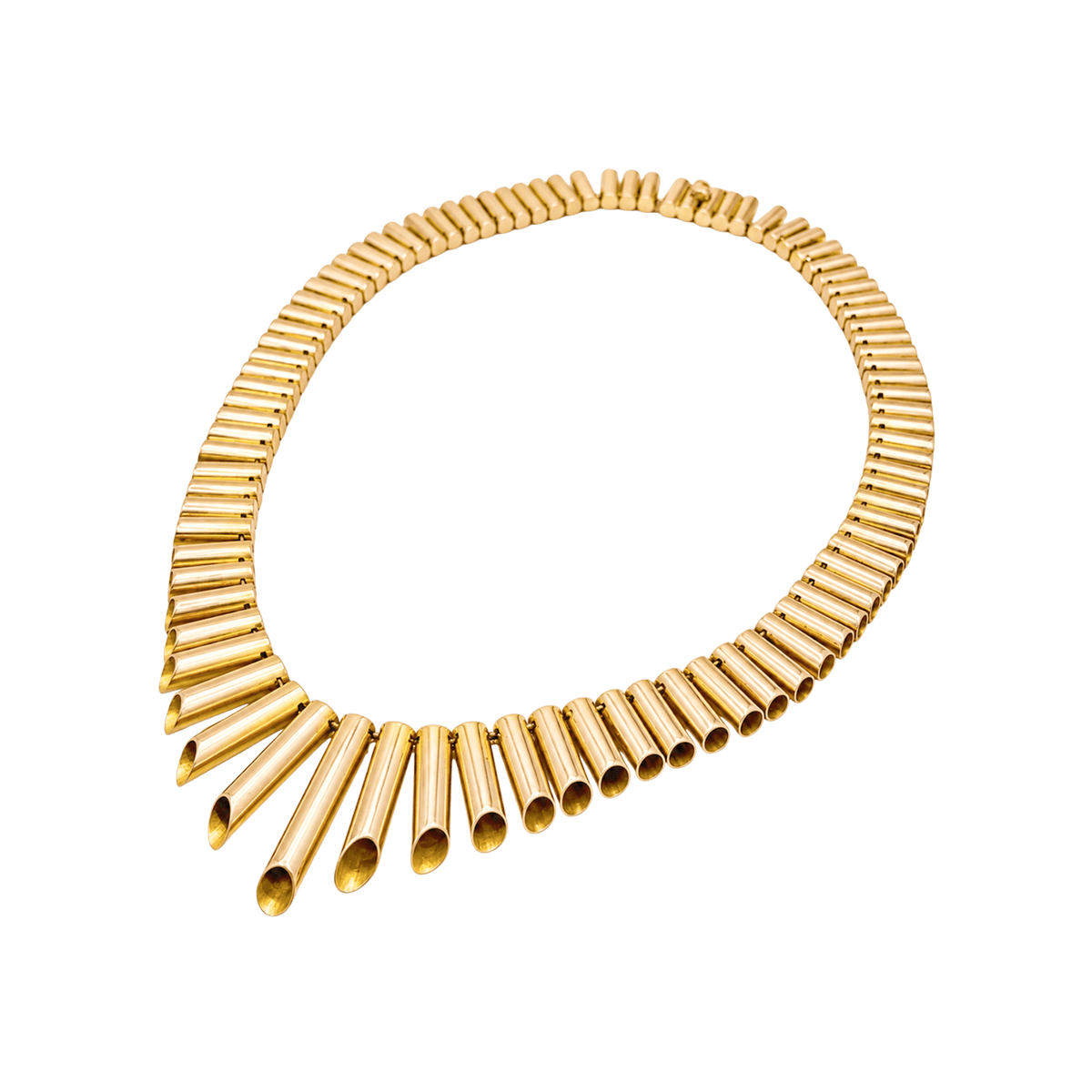 Collier maillons tubulaires en chute, or rose.