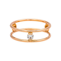 La Brune & la Blonde Bague Solitaire Or rose Diamant - Castafiore