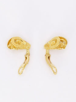 LALAOUNIS (Att. à) Clips d'oreilles tête de belier or jaune rubis - Castafiore