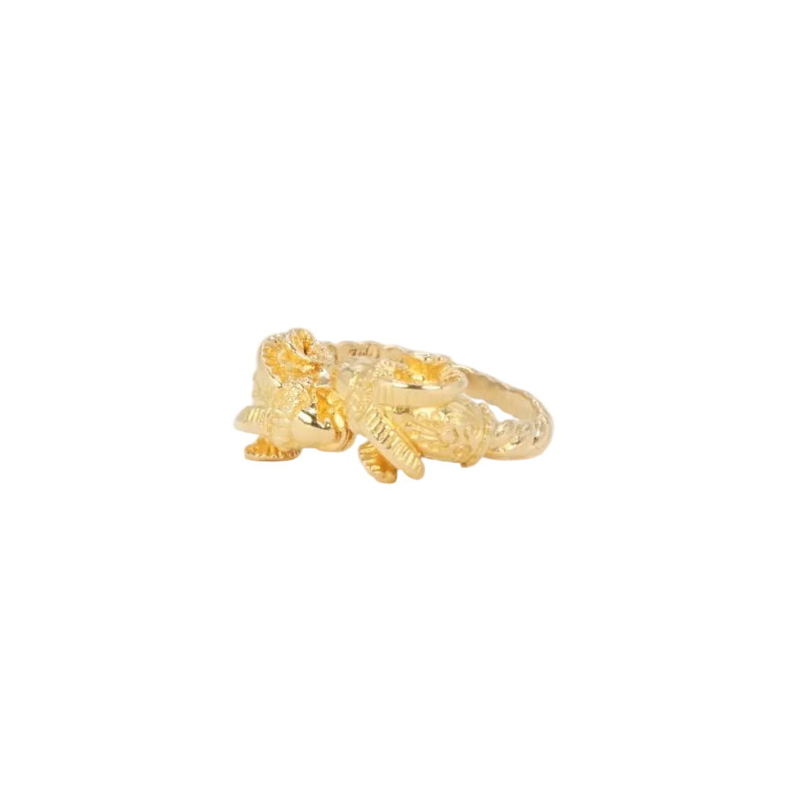 LALAOUNIS Bague tête de bélier en or jaune - Castafiore