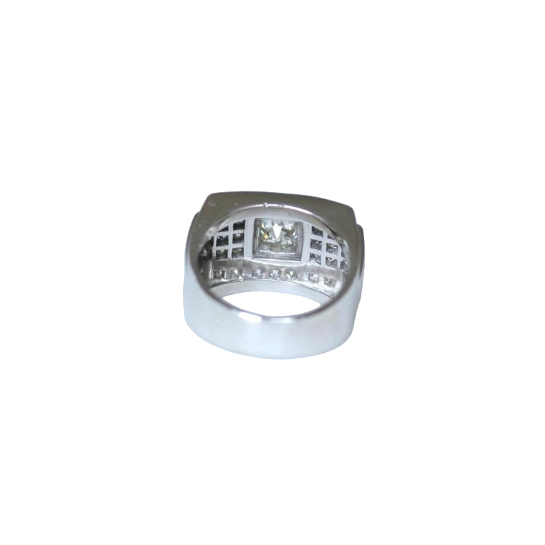 Large Bague Bandeau Art Déco Diamants 2,10 Cts sur Platine - Castafiore