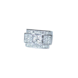 Large Bague Bandeau Art Déco Diamants 2,10 Cts sur Platine - Castafiore