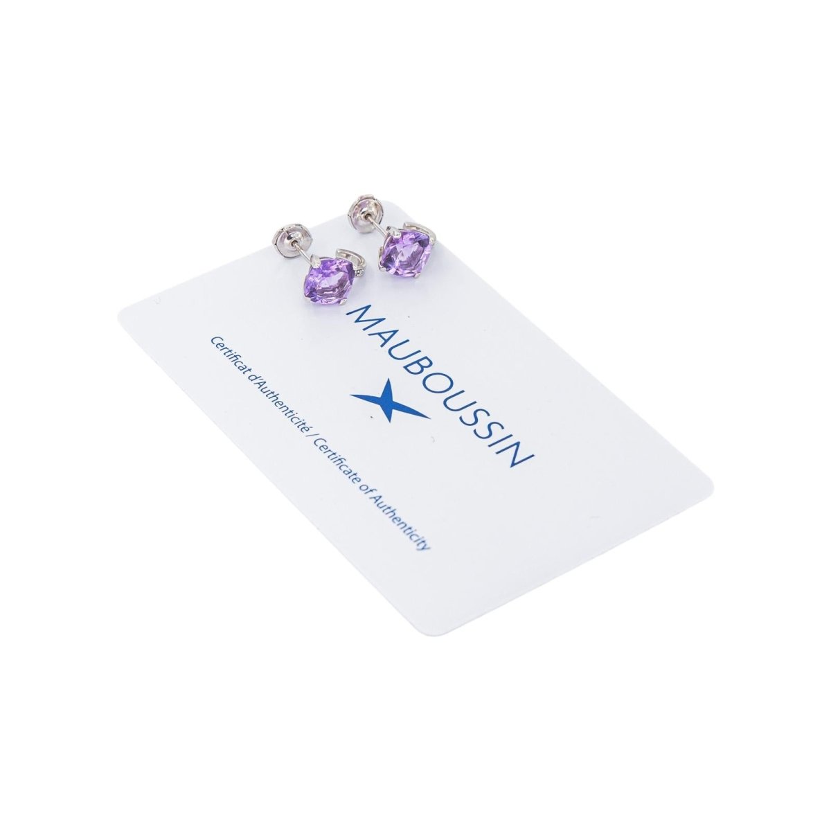 Mauboussin Boucles d'oreilles Petit visage d'amour Or blanc Améthyste - Castafiore
