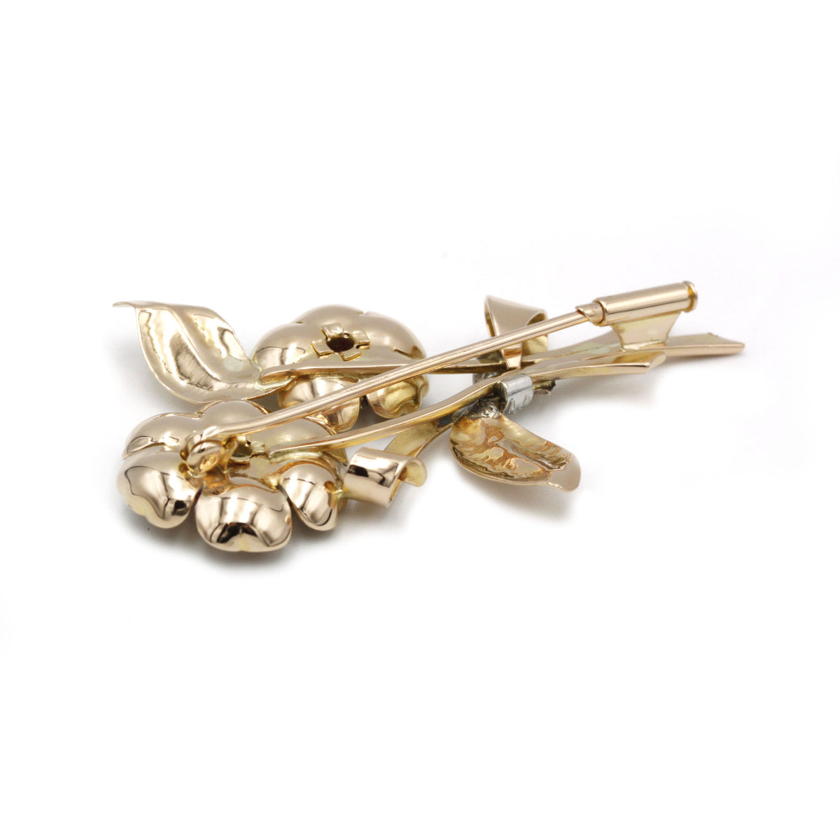 Broche - Or, platine & Diamants & Rubis