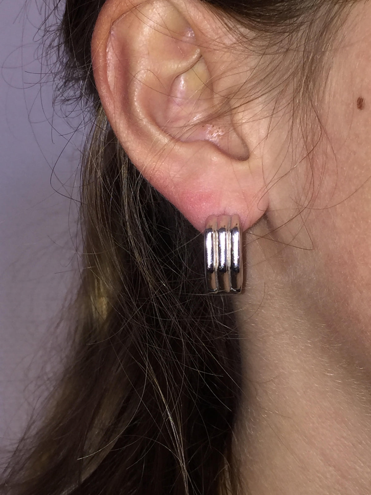 Chimento Boucles Pour Oreilles Percées Vintage En Or Blanc