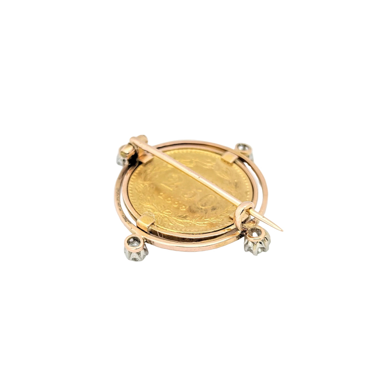 Broche en or jaune Médaille Pape diamants