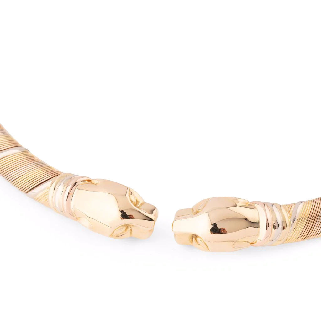 Collier Torque CARTIER "Têtes de panthère" en 3 ors