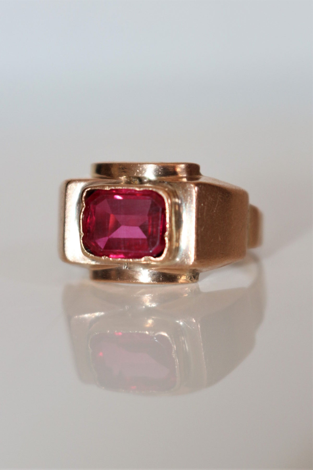 Bague Tank Rubis Verneuil