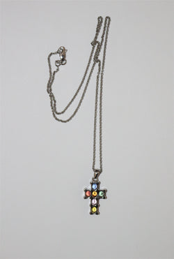 Collier Croix saphirs Or Blanc