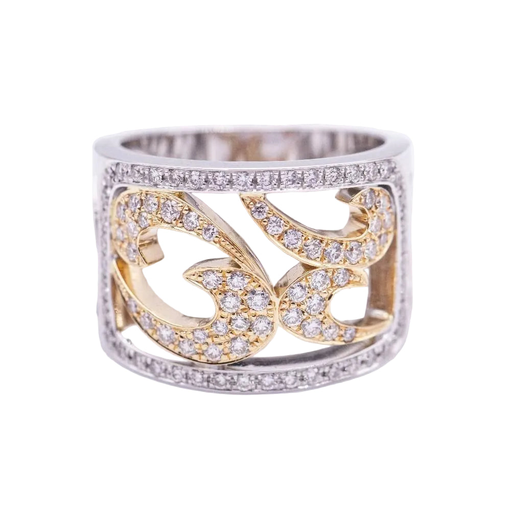 Bague en or blanc et rose avec diamants d'occasion