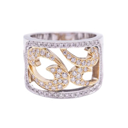 Bague en or blanc et rose avec diamants d'occasion