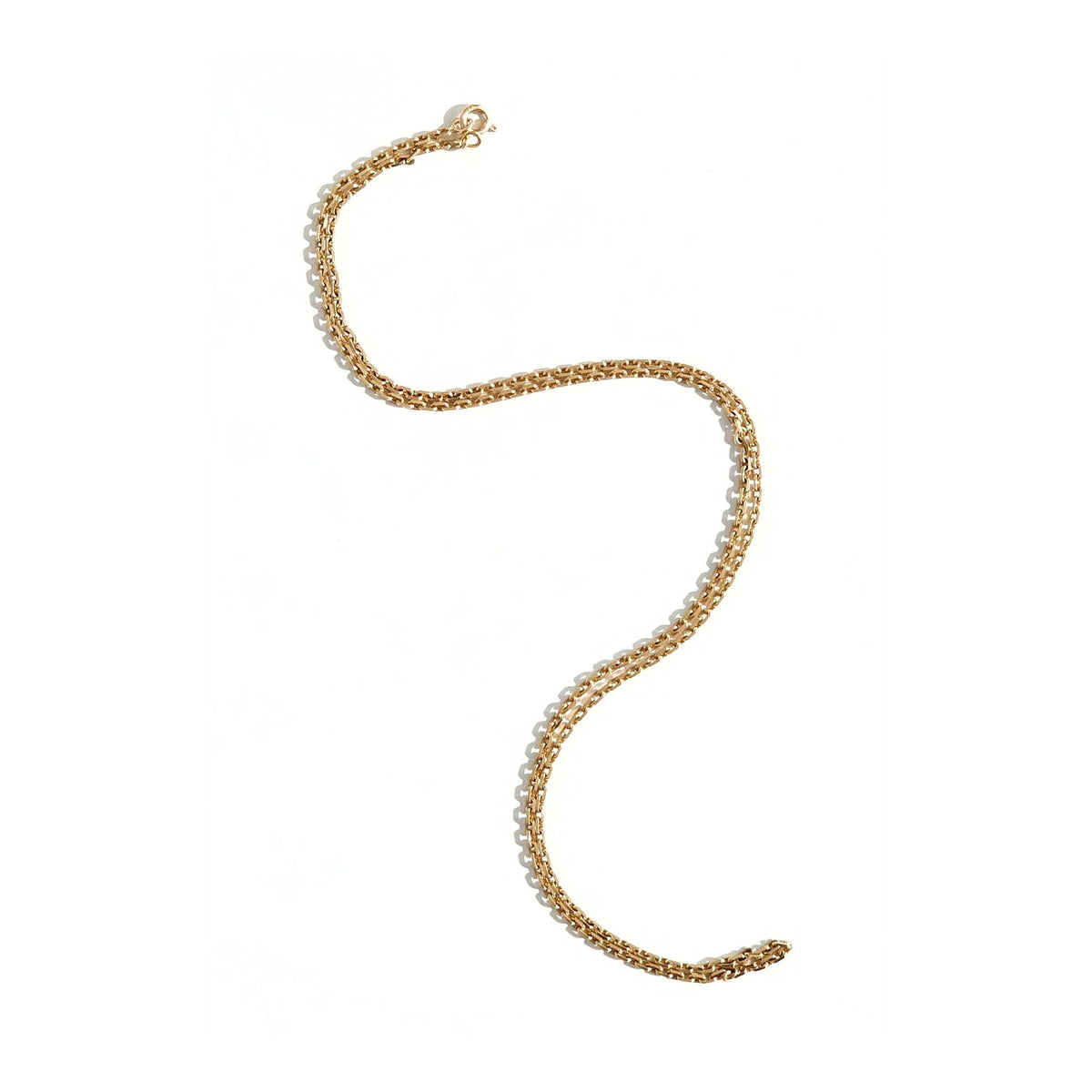 Collier Matinée en or jaune 18 carats maille type forçat diamant - 55 centimètres