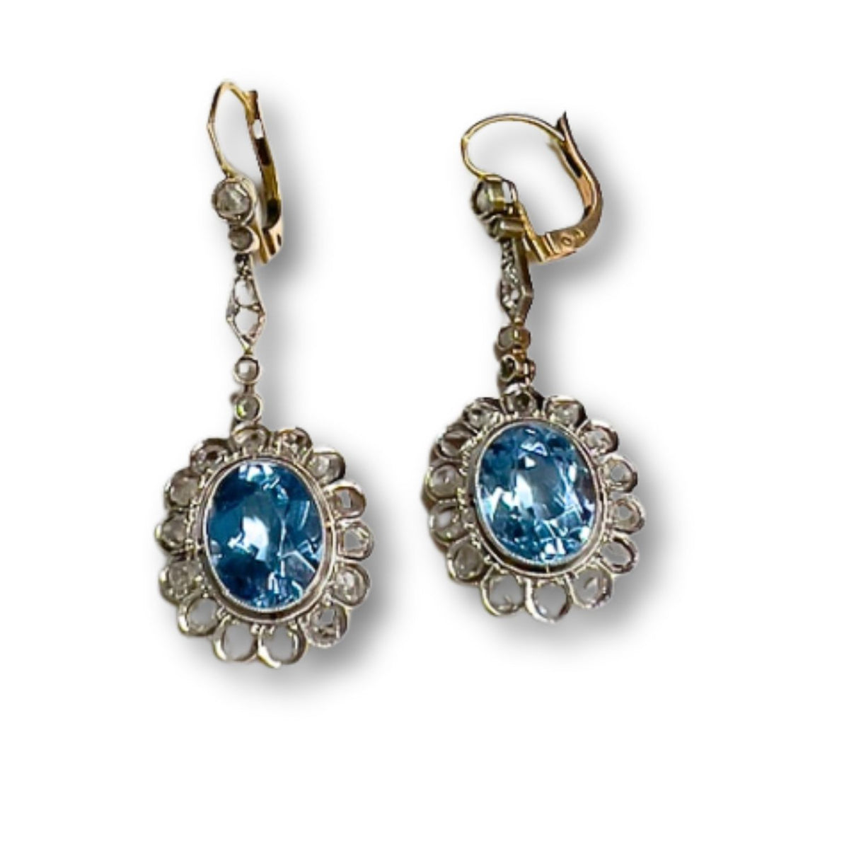 PENDIENTES DISEÑO ART DECO EPOCA 1930-1935 de ORO con VISTAS PLATINO