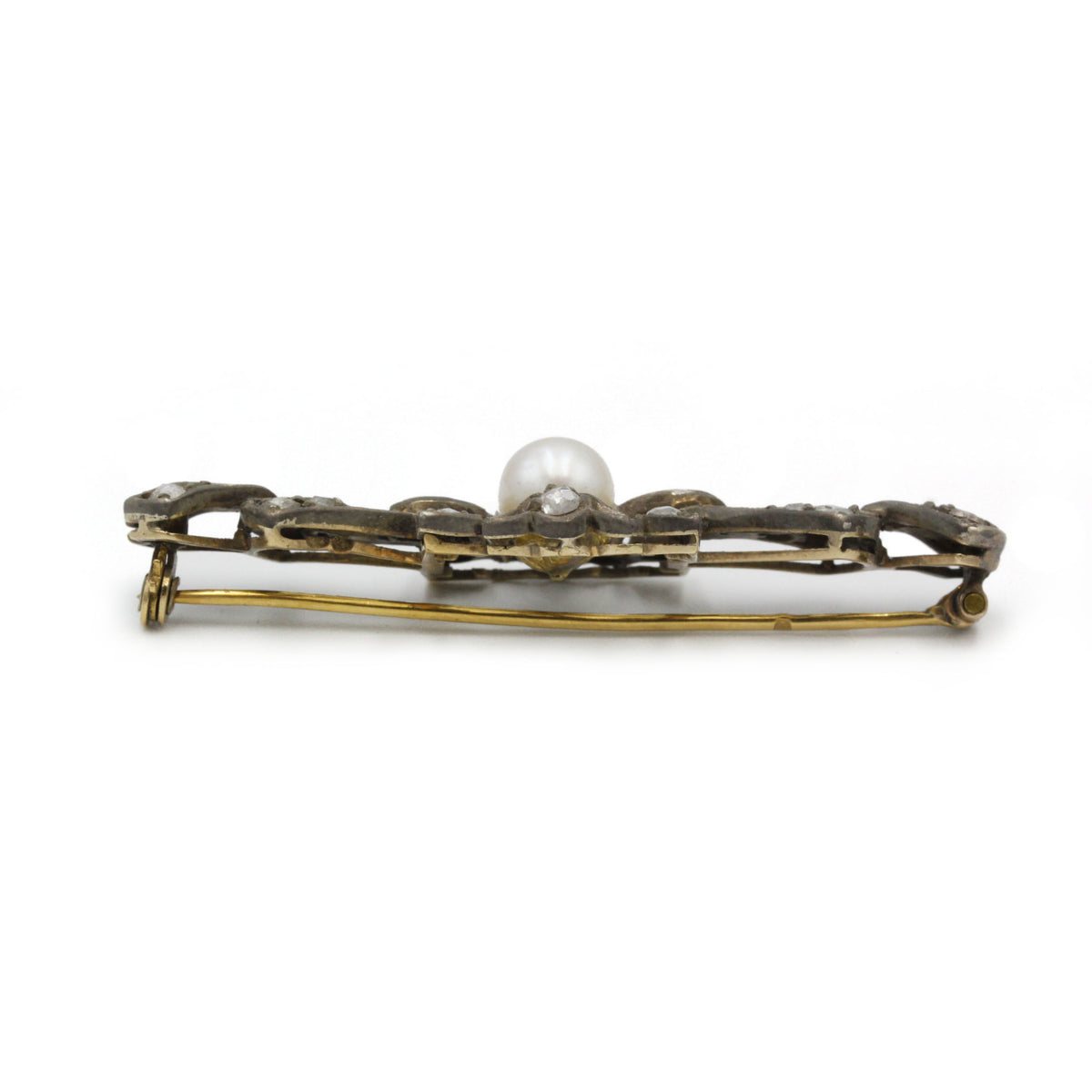 Broche XIXème - Or, Argent, perle et diamants
