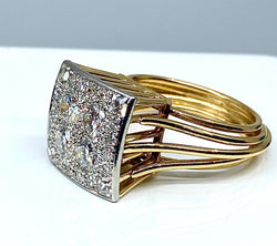Bague en or jaune et or blanc 18 carats pavée de diamants