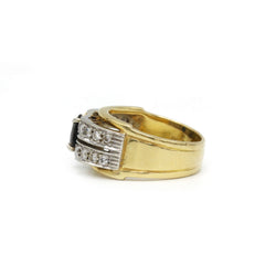 Bague - Or bi-colore, Diamants & Saphir