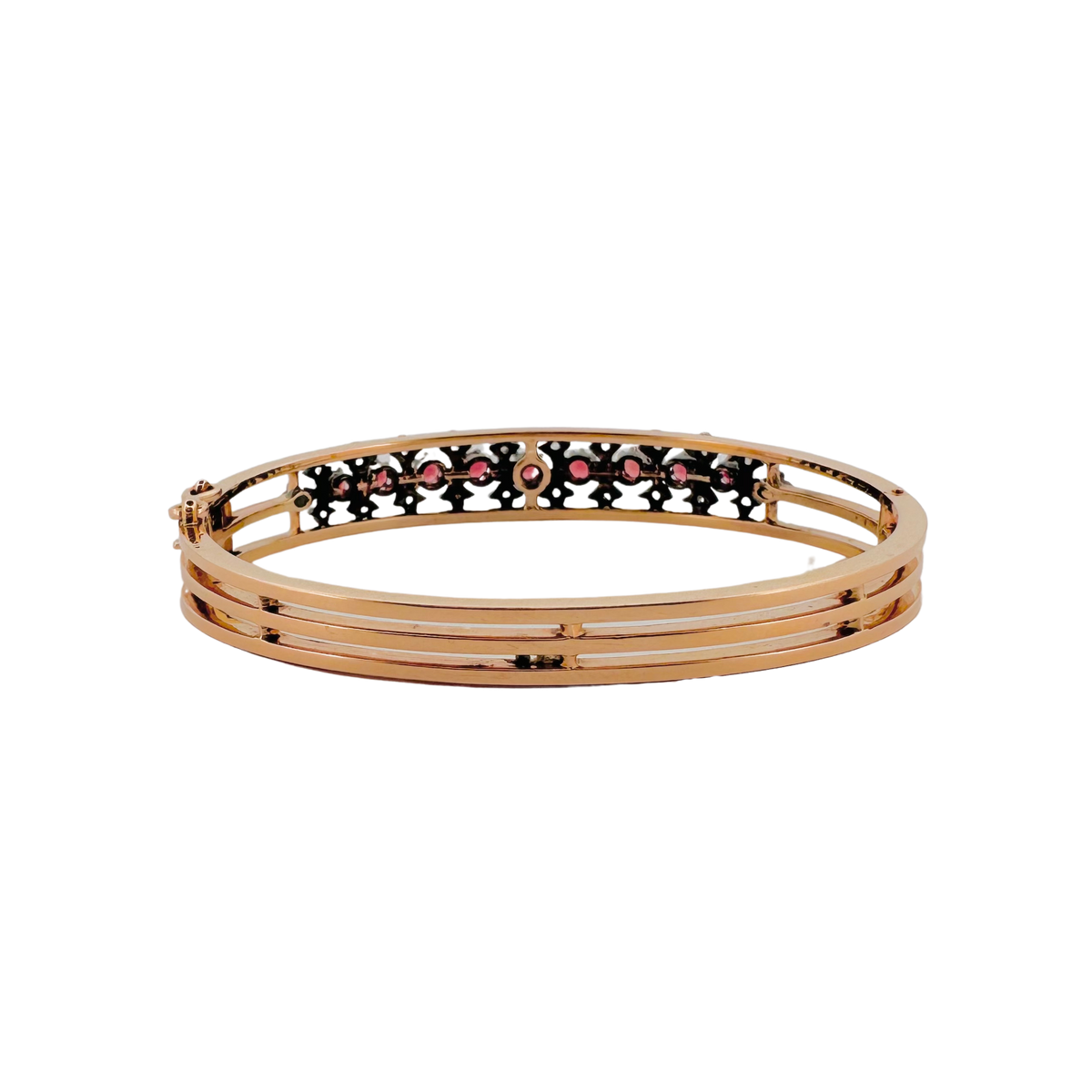 Bracelet Jonc en or rose, argent, tourmaline et diamants
