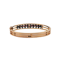 Bracelet Jonc en or rose, argent, tourmaline et diamants