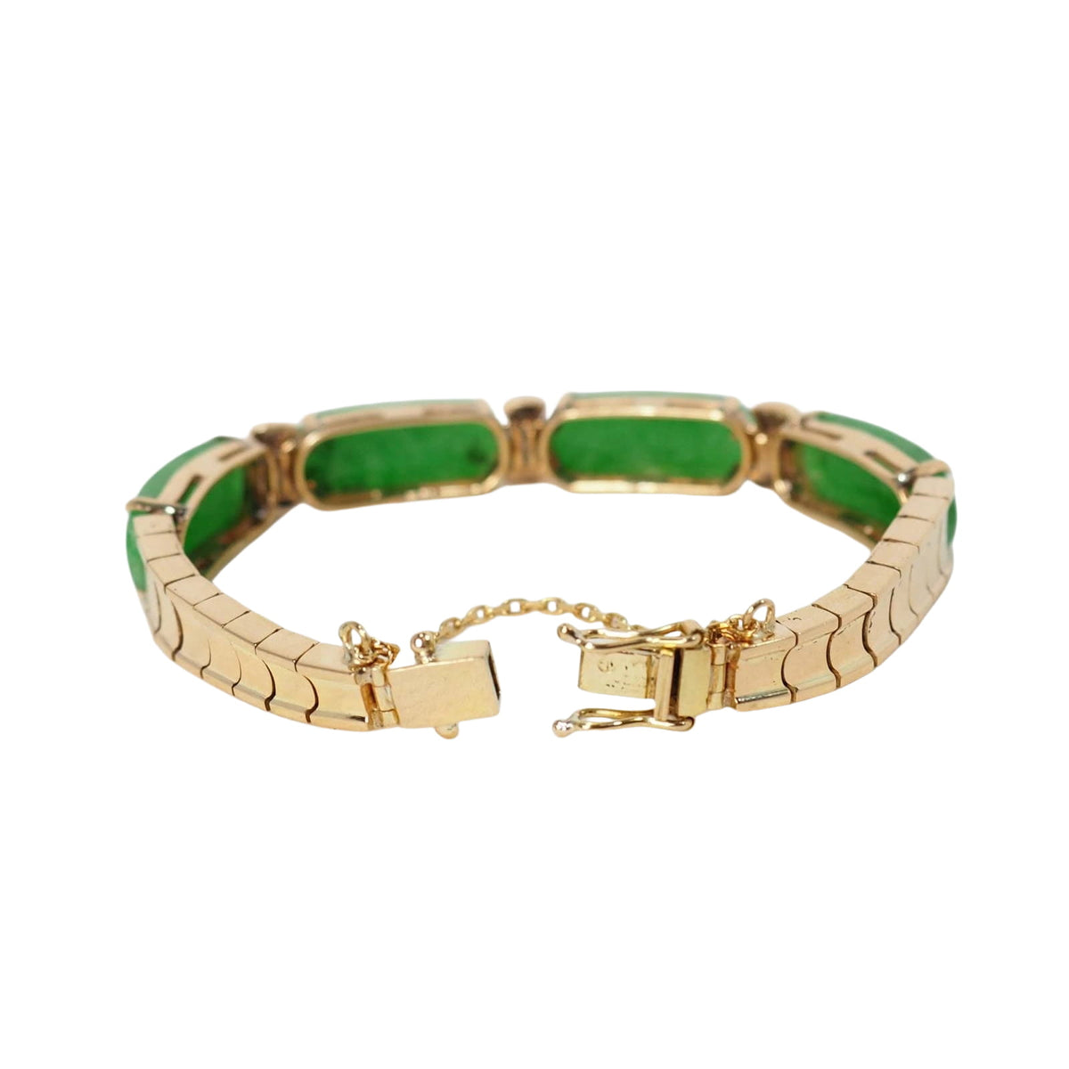 Bracelet vintage en or jaune, jade et diamants