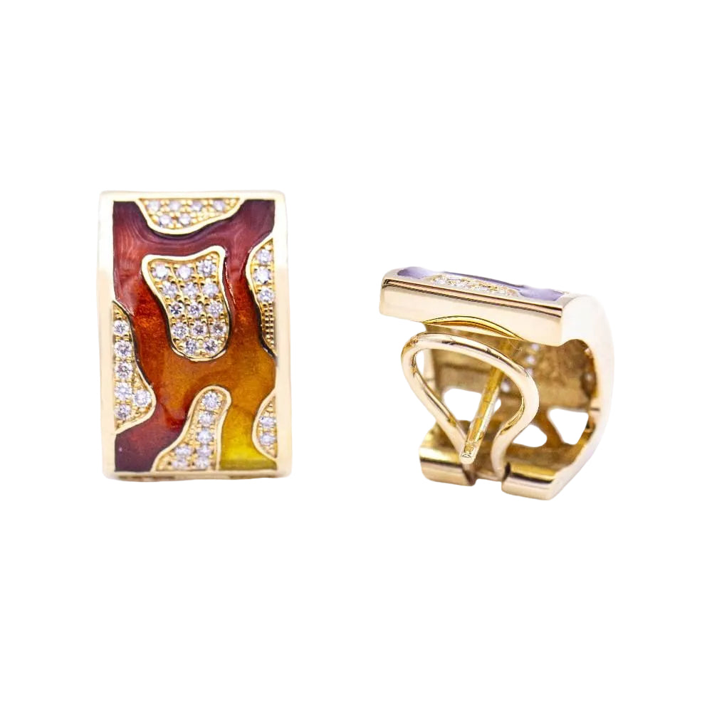 Boucles d'oreilles en or jaune et émail d'occasion