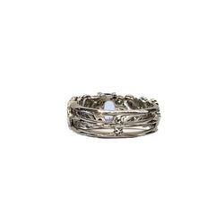 Bague en platine 850, diamants et saphir bleu naturels - Taille EU51