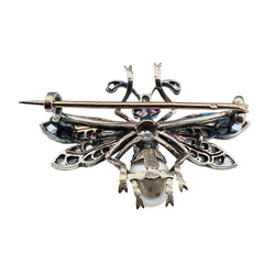 Broche mouche en or 18 carats et argent en diamants et perles fines vers 1850