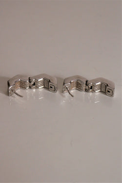 Chimento Boucles Pour Oreilles Percées Vintage En Or Blanc