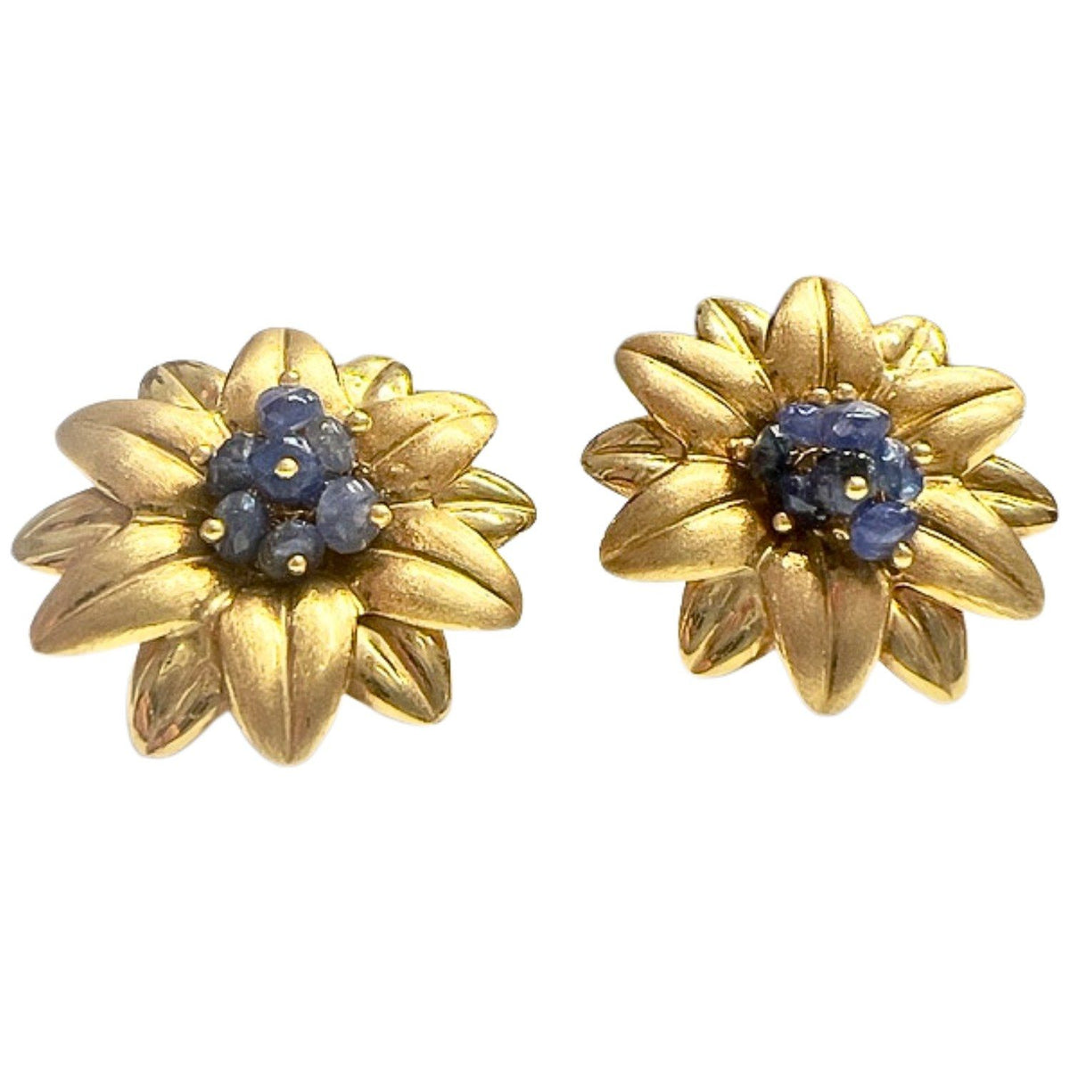 PENDIENTES DISEÑO CONTEMPORÁNEO SIGLO XX de ORO 18 kts con ZAFIROS