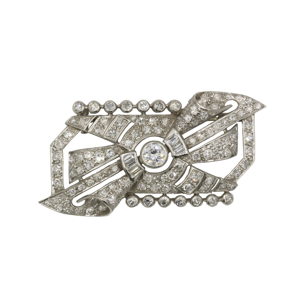 Broche Art-Déco - Or, Platine & diamants