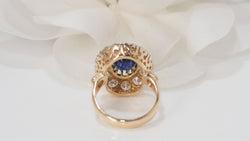Bague Pompadour en or jaune saphir et diamants