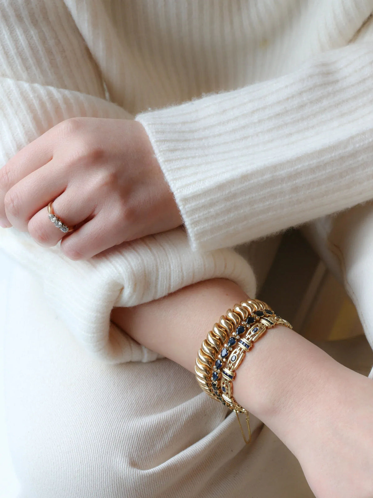 Bracelet vintage saphirs diamants