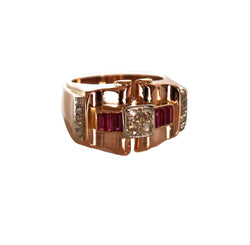 Bague Tank rubis diamants
