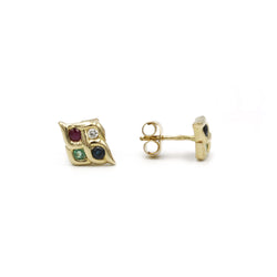 Boucles D'Oreilles - Or, Diamants, Saphirs, Rubis, Emeraudes