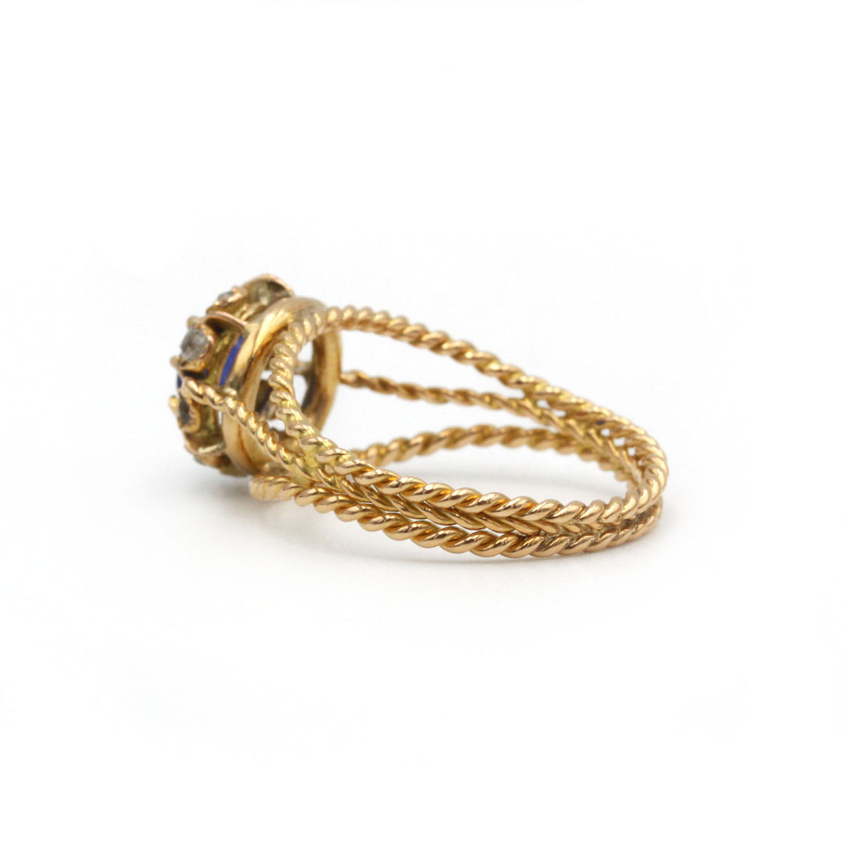 Bague - Or jaune, saphir et diamants